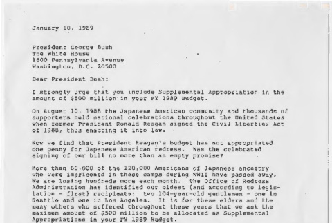 Form reparations support letter to President G.H.W. Bush (ddr-densho-495-23)