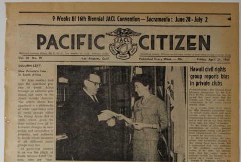Pacific Citizen, Vol. 50, No. 18 (April 29, 1960) (ddr-pc-32-18)