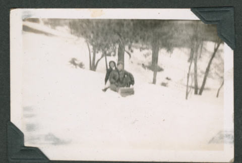 Two friends in snow (ddr-densho-550-157)