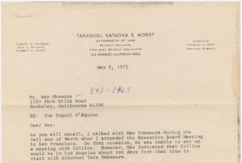 Letter regarding the effort to pardon Iva Toguri d'Aquino (ddr-densho-338-116)