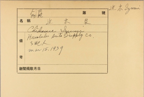 Envelope of Izumi Chikasue photographs (ddr-njpa-5-404)