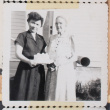 Film strip photo of two women with a cake (ddr-densho-483-436)