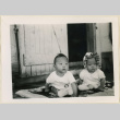 Watanabe twins seated on a blanket (ddr-densho-37-1430)