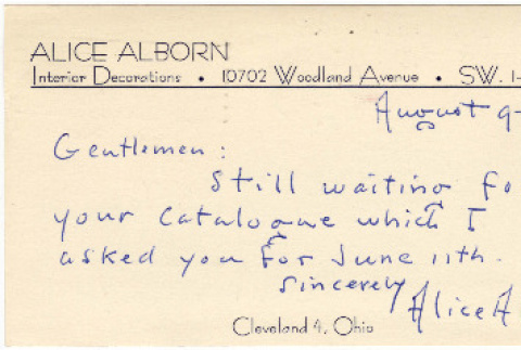 Card from Alice Alborn to Takahashis (ddr-densho-424-82)