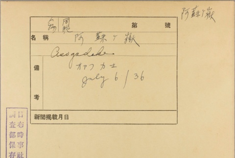 Envelope of Asogadake photographs (ddr-njpa-5-348)