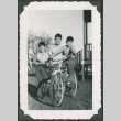 Three boys with a bicycle (ddr-densho-328-369)