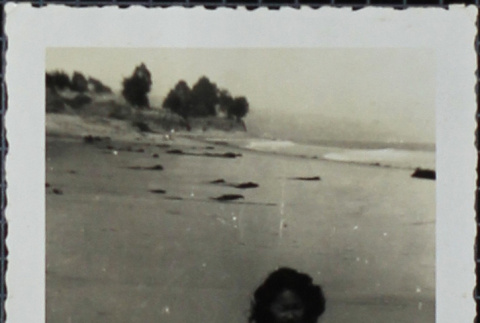 A woman sitting on the beach (ddr-densho-321-1177)