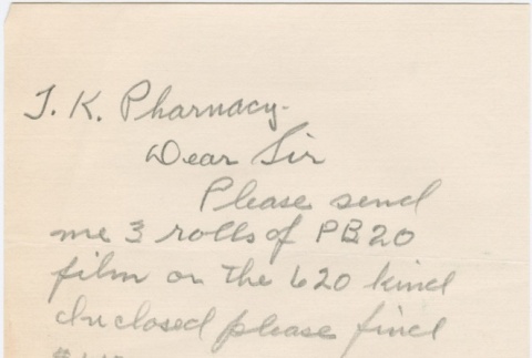 Letter sent to T.K. Pharmacy (ddr-densho-319-193)