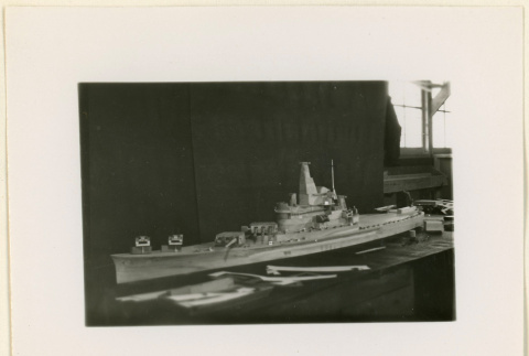 Front view of a battleship model (ddr-densho-37-1350)