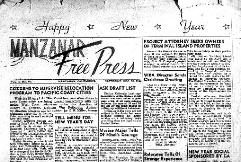 Manzanar Free Press Vol. 6 No. 55 (December 30, 1944) (ddr-densho-125-299)