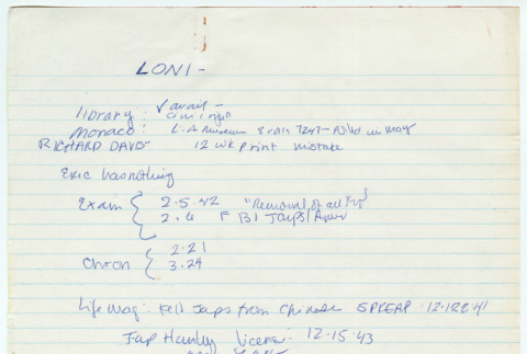 Miscellaneous Loni notes (ddr-densho-1007-1513)