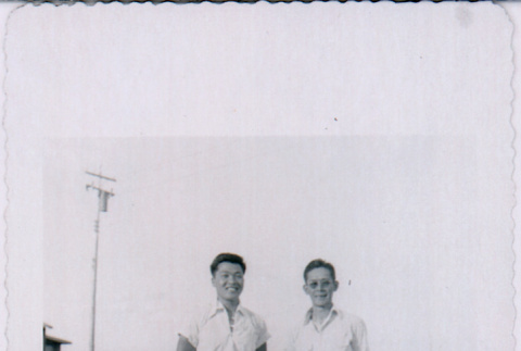 George Nozawa and Kiyoshi Okamoto in camp (ddr-densho-122-657)