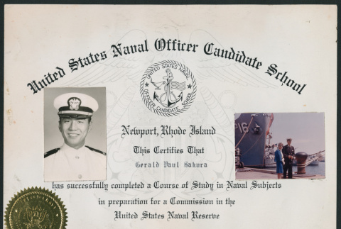 United States Naval Officer Candidate School Certificate (ddr-densho-523-369)