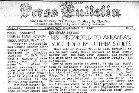 Poston Press Bulletin Vol. IV No. 9 (September 5, 1942) (ddr-densho-145-100)