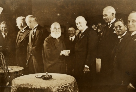 W. Cameron Forbes shaking hands with Korekiyo Takahashi during the American Economic Mission (ddr-njpa-1-376)