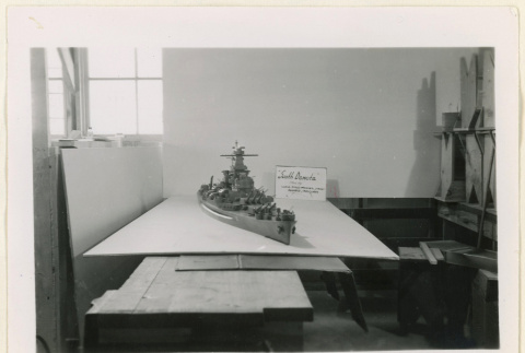 Starboard view of South Dakota ship model (ddr-densho-37-1366)