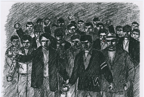 Sketch of Manzanar riot (ddr-densho-122-771)