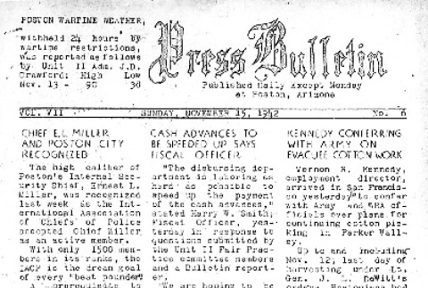 Poston Press Bulletin Vol. VII No. 6 (November 15, 1942) (ddr-densho-145-160)