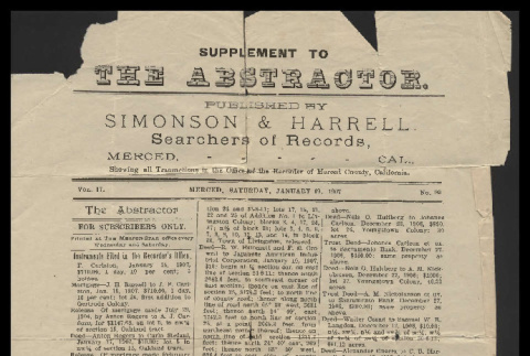 Supplement to the abstractor, vol. 17, no. 99 (January 19, 1907) (ddr-csujad-55-2000)