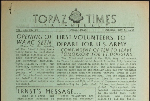 Topaz Times Vol. III No. 16 (May 4, 1943) (ddr-densho-142-154)