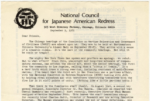 National Council for Japanese American Redress Newsletter includes clipping from The New York Times (ddr-densho-352-91)