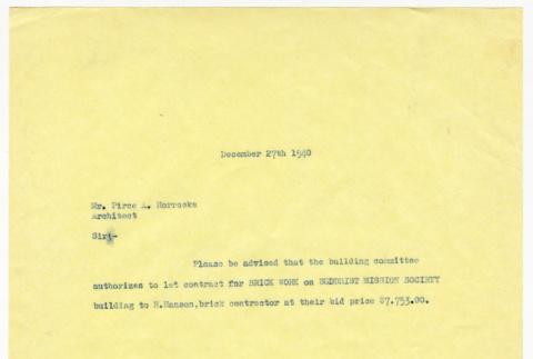 Letter from the Seattle Buddhist Church to Pierce A. Horrocks (ddr-sbbt-4-33)