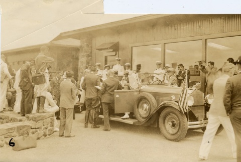 Franklin D. Roosevelt arriving at a building (ddr-njpa-1-1600)