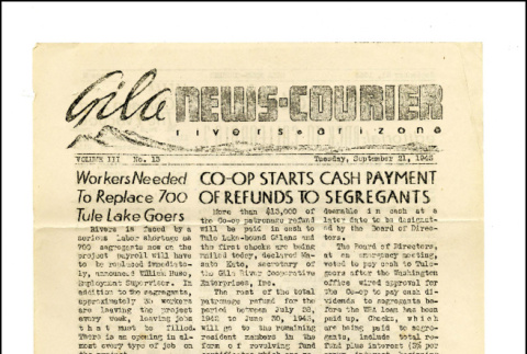 Gila news-courier, vol. 3, no. 13 (September 21, 1943) (ddr-csujad-42-173)
