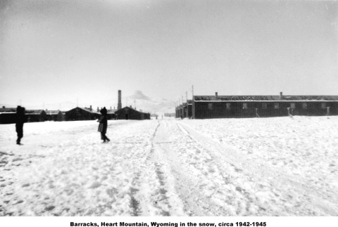 Barracks at Heart Mountain in the snow (ddr-ajah-6-684)