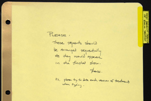 Film treatment notes for The Color of Honor (ddr-densho-1007-1395)