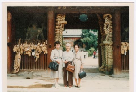 Mitsuye Yabe and Friends Outside a Shrine (ddr-ohs-1-205)