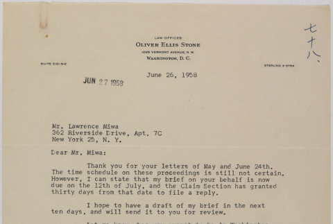 Letter from Oliver Ellis Stone to Lawrence Fumio Miwa (ddr-densho-437-109)