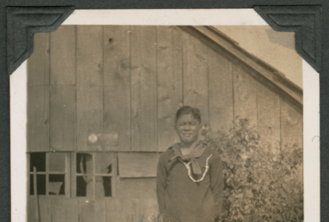 Photo of a man and a dog (ddr-densho-483-270)