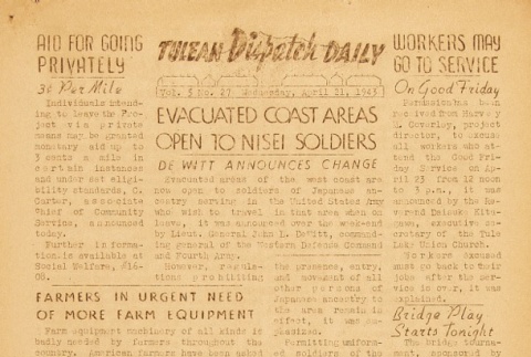 Tulean Dispatch Vol. 5 No. 27 (April 21, 1943) (ddr-densho-65-207)