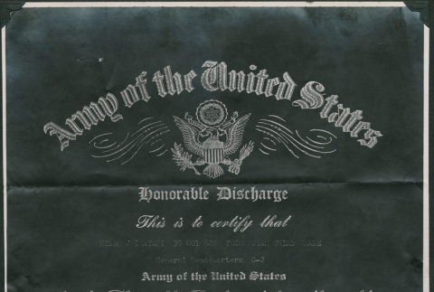 Honorable Discharge certificate for Joe Iwataki (ddr-ajah-2-31)