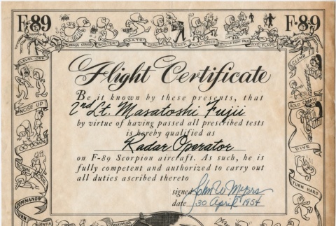 F-89 Flight Certificate (ddr-densho-321-353)