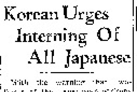 Korean Urges Interning Of All Japanese (February 19, 1942) (ddr-densho-56-635)
