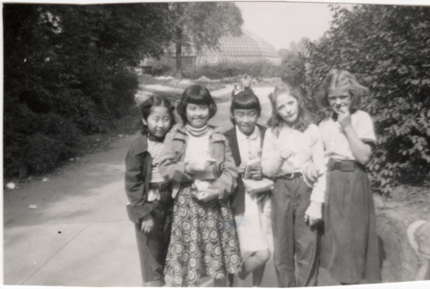 Group of five girls (ddr-densho-409-33)