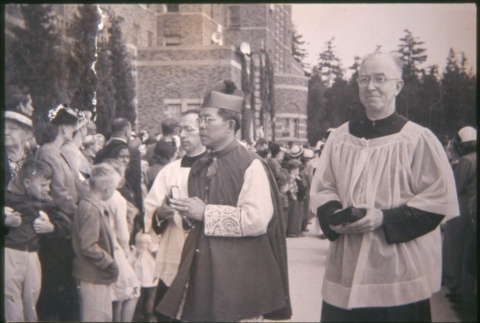 Priests among crowd outside building (ddr-densho-330-63)