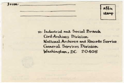 National Council for Japanese American Redress internee verification postcard (ddr-densho-352-113)