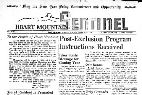 Heart Mountain Sentinel Vol. IV No. 1 (December 30, 1944) (ddr-densho-97-213)
