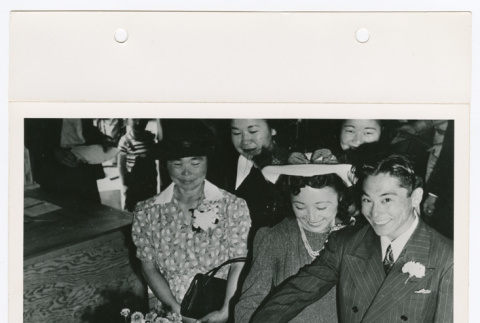 The Matayoshis cutting their wedding cake (ddr-densho-1007-249)