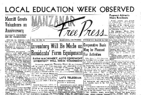Manzanar Free Press Vol. III No. 24 (March 24, 1943) (ddr-densho-125-115)