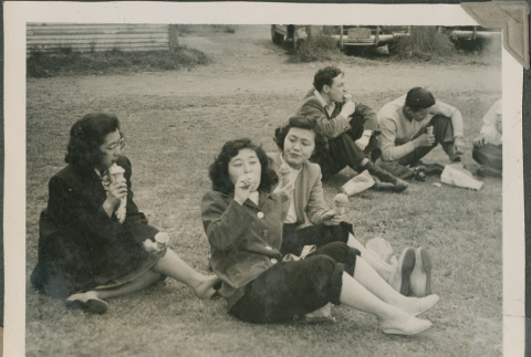 A group eating ice cream at a park (ddr-densho-201-982)
