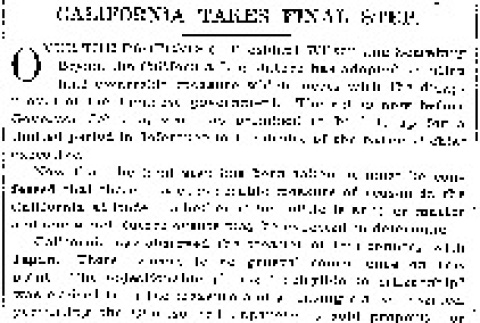 California Takes Final Step. (May 5, 1913) (ddr-densho-56-229)
