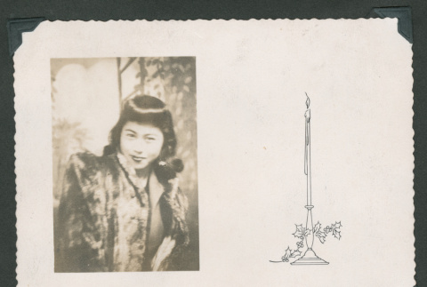 Christmas card with image of woman (ddr-densho-550-274)