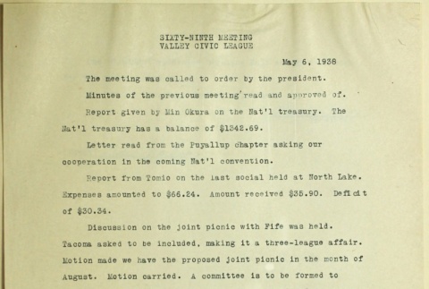 Minutes of the 69th Valley Civic League meeting (ddr-densho-277-113)
