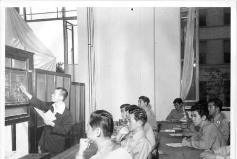 Nisei linguists attending Japanese language class (ddr-densho-114-166)
