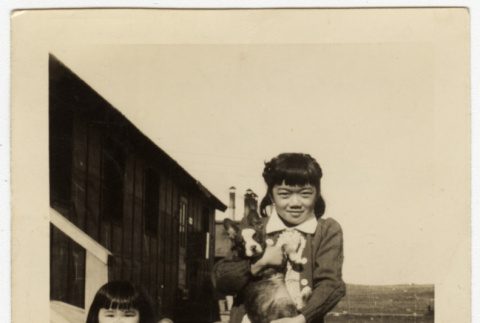Two girls and a puppy (ddr-densho-388-13)