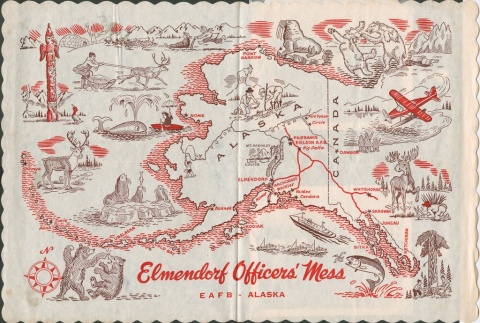 Paper placemat from the Elmendorf Officers' Mess (ddr-densho-321-435)